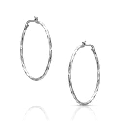 Montana Silversmiths Women's Cut Rope Hoop Hoop Silver Earrings Brass Water Resistant