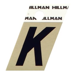 Hillman 1.5 in. Reflective Black Aluminum Self-Adhesive Letter K 1 pc