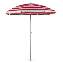 Oniva Portable Beach Red Cabana Stripe 66 in. D Umbrella