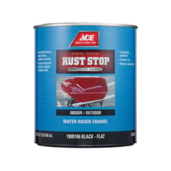 Ace Rust Stop Indoor/Outdoor Flat Black Water-Based Enamel Rust Preventative Paint 1 qt
