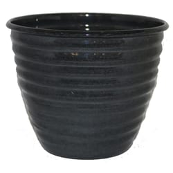 Robert Allen Ironstone 14 in. D Metal Norwood Planter Black