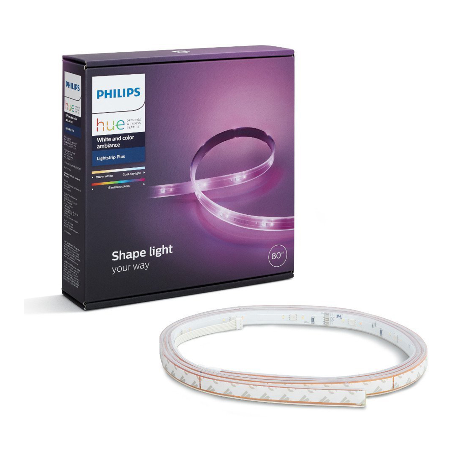 Photos - Light Bulb Philips Hue 80 in. L White LED Smart-Enabled Tape Light 1 pk 555334 