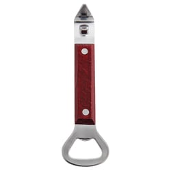 Harold Import Churchkey Chrome Steel/Wood Manual Bottle/Can Opener