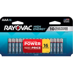 Rayovac High Energy AAA Alkaline Batteries 16 pk Carded