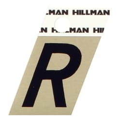Hillman 1.5 in. Reflective Black Aluminum Self-Adhesive Letter R 1 pc