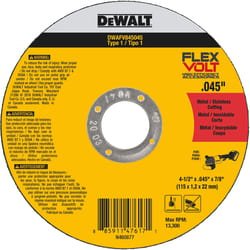 DeWalt FlexVolt 4-1/2 in. D X 7/8 in. Ceramic Cut-Off Wheel 1 pc