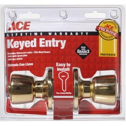 Ace Tulip Polished Brass Entry Lockset 1-3/4 in.