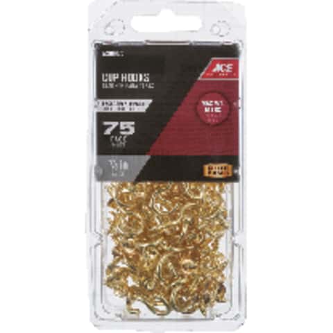 Ace Small Bright Brass Brass 5/8 in. L Cup Hook 8 lb 100 pk - Ace