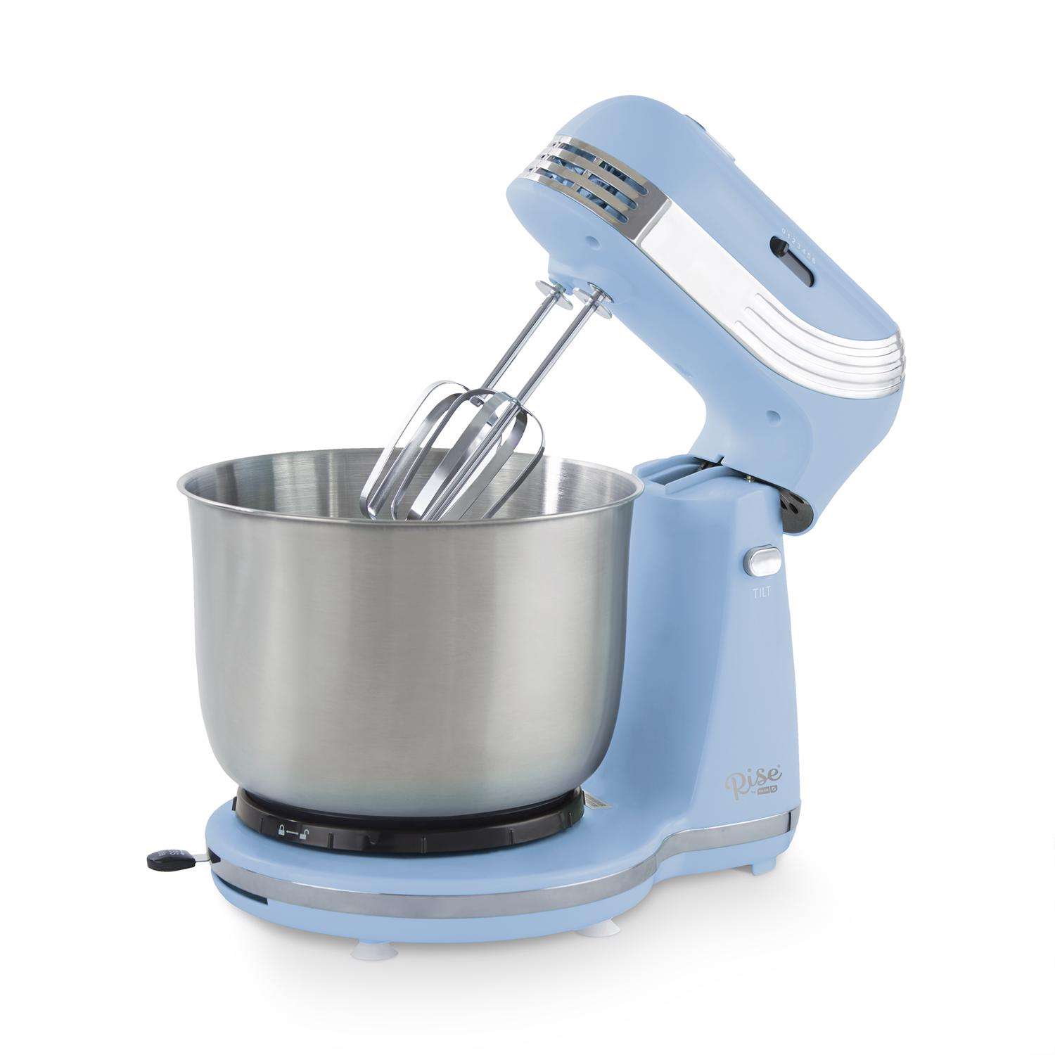 DASH Stand Mixer (Electric Mixer for Everyday Use): 6 Speed Stand Mixer  with 3 qt Stainless Steel Mixing Bowl, Dough Hooks & Mixer Beaters for