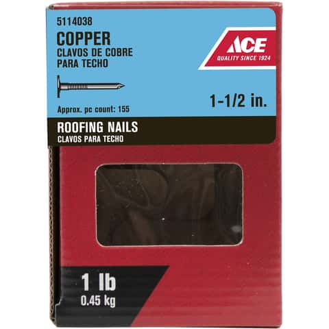 Ace 1-1/2 in. Roofing Copper Nail Large Head 1 lb Ace 1-1/2 in. Roofing Copper Nail Large Head 1 lb