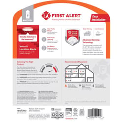 First Alert 10 Year Voice and Location Battery-Powered Photoelectric Smoke Detector 1 pk