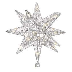 Celebrations LED Silver Microdot Star Tree Topper 9 in.