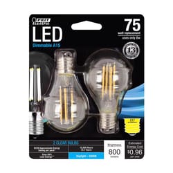 Feit A15 E17 (Intermediate) Filament LED Bulb Daylight 75 Watt Equivalence 2 pk