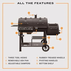 Oklahoma Joe's Canyon 3 Burner Charcoal/Liquid Propane Grill and Smoker Black