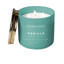 Colonial Candle Pop of Color Blue/Copper Vanilla Sea Salt Scent Candle Jar 14.5 oz