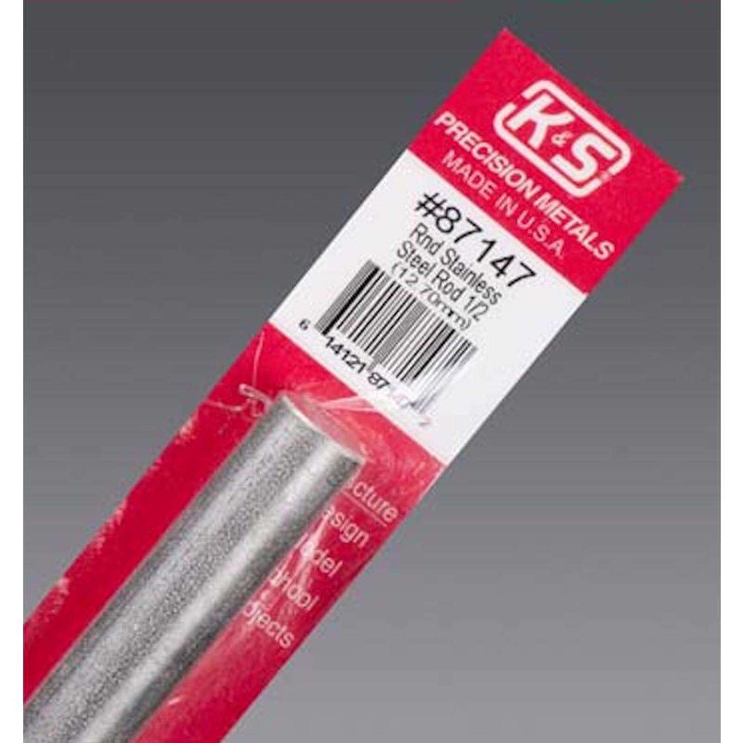 K&S 1/2 in. D X 12 in. L Stainless Steel Unthreaded Rod K&S 1/2 in. D X 12 in. L Stainless Steel Unthreaded Rod