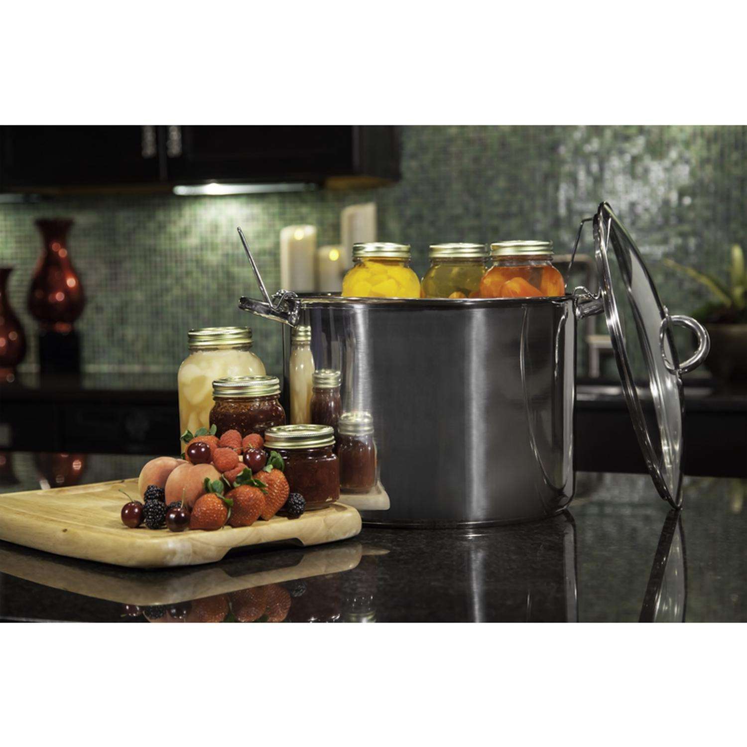 16 qt, 11-1/2 Diameter Stock Pot with Lid, Stainless Steel, Encapsulated  Base, Dishwasher Safe