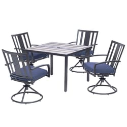 Living Accents Waterville 5 pc Black Steel Dining Set Navy Blue