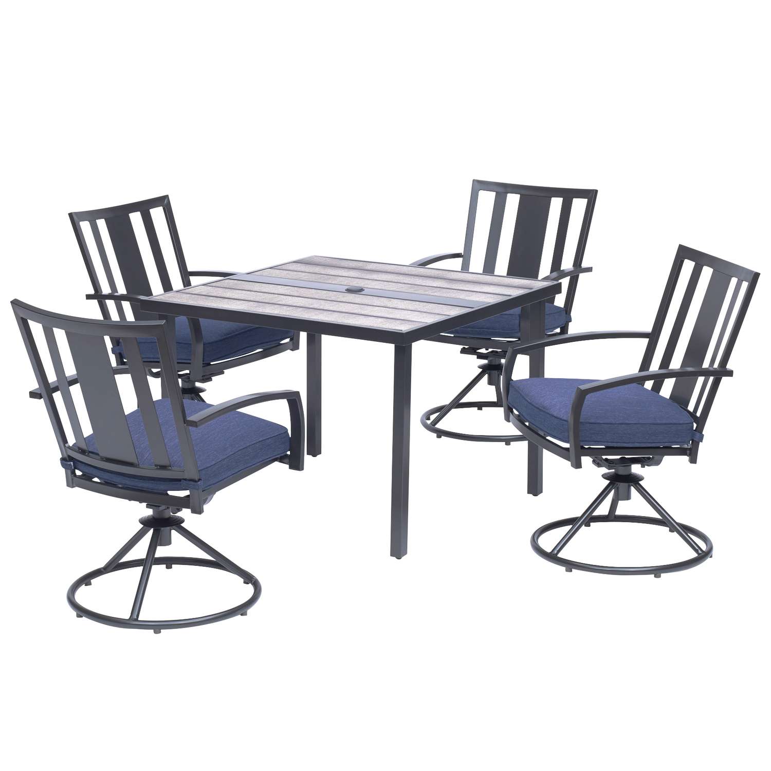 Living Accents Waterville 5 pc Black Steel Dining Set Navy Blue Ace