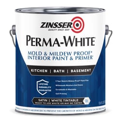 Zinsser Perma-White Satin White Water-Based Mold and Mildew-Proof Paint Interior 1 gal