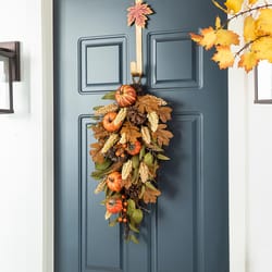 Glitzhome 27 in. Fall Pumpkin Leaf Swag Wreath