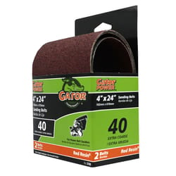 Gator 24 in. L X 4 in. W Aluminum Oxide Sanding Belt 40 Grit Extra Coarse 2 pc