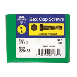 HILLMAN 3/8 in. D X 2 in. L Heat Treated Steel Hex Head Cap Screw 100 pk