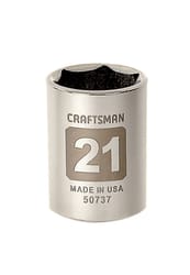 Craftsman 21 mm S X 1/2 in. drive S Metric 6 Point Standard Socket 1 pc