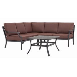 Living Accents Wilshire 4 pc Black Steel Deep Seating Sectional Brown