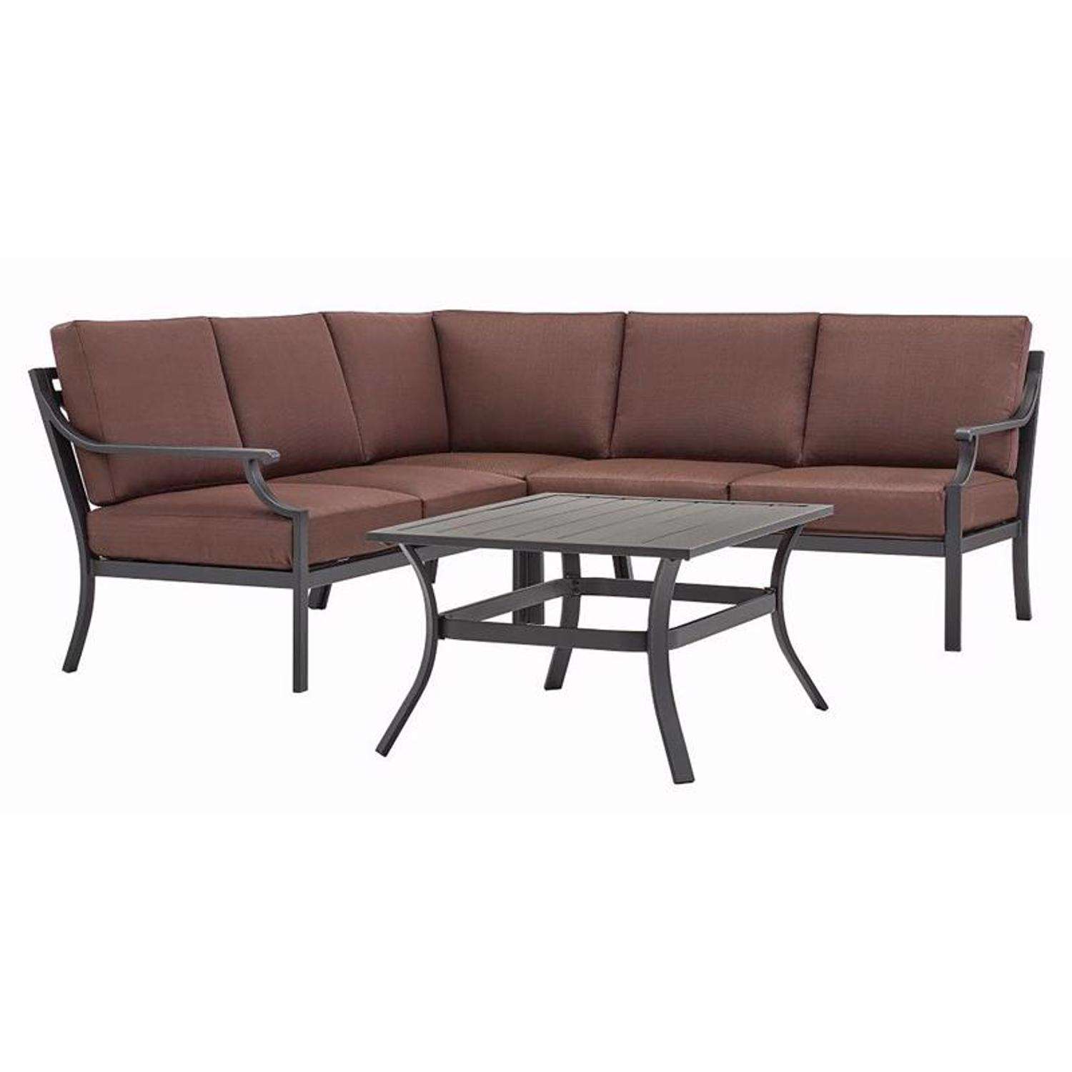 Living Accents Wilshire pc Black Steel Deep Seating Sectional Brown Ace  Hardware