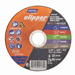 Norton Clipper 4-1/2 in. D X 7/8 in. Aluminum Oxide/Silicon Carbide Classic Cut-Off Wheel 1 pk