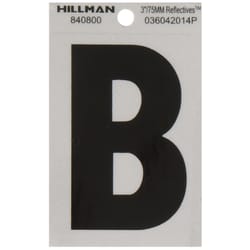 HILLMAN 3 in. Reflective Black Vinyl Self-Adhesive Letter B 1 pc