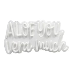 Luxe Light Decor White Acrylic 16.5 in. H Aloe You Vera Much Faux Neon Porch Sign