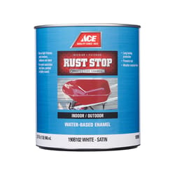 Ace Rust Stop Indoor / Outdoor Satin White Water-Based Enamel Rust Preventative Paint 1 qt