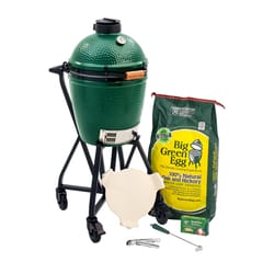 Big Green Egg 15 in. Medium EGG Package with Nest/Handler Charcoal Kamado Grill and Smoker Green
