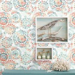 RoomMates 20.5 in. W X 16.5 ft. L Bohemian Orange/Blue Vinyl Peel and Stick Wallpaper