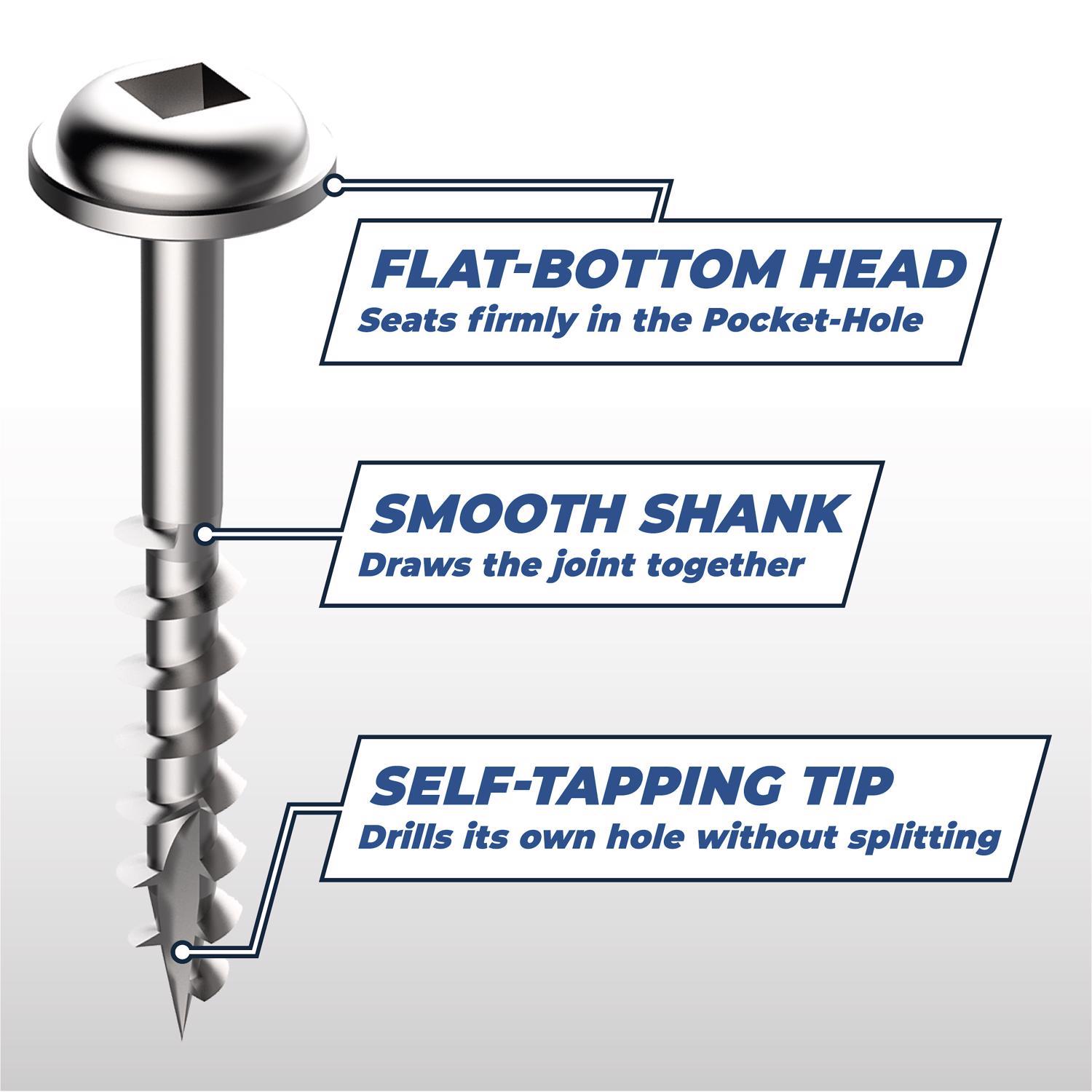Kreg No. 8 X 2 1 2 in. L Square Zinc Plated Coarse Pocket Hole Screw 50 pk Mfr SML C250 50 Ace Hardware