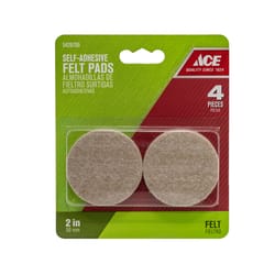 Ace Felt Self Adhesive Protective Pad Brown Round 2 in. W 4 pk