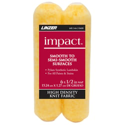 Linzer Impact Synthetic Lambskin 6 in. W X 1/2 in. Paint Roller Cover 2 pk