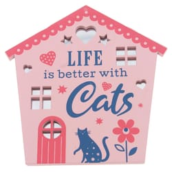 Reflective Words Cats 4 in. H X 0.25 in. W X 4 in. L Multicolored Wood Sentimental Hangers