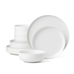 Onieda Entertain 365 White Porcelain 24 Seven Dinnerware Set 12 pc