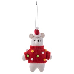 Stephen Joseph Multicolored Polar Bear Ornament 6.88 in.