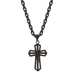 Montana Silversmiths Men's Darkest Night Cross Black Necklace Brass Water Resistant