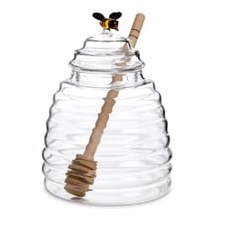 HIC Kitchen Clear Glass/Wood Honey Jar 16 oz