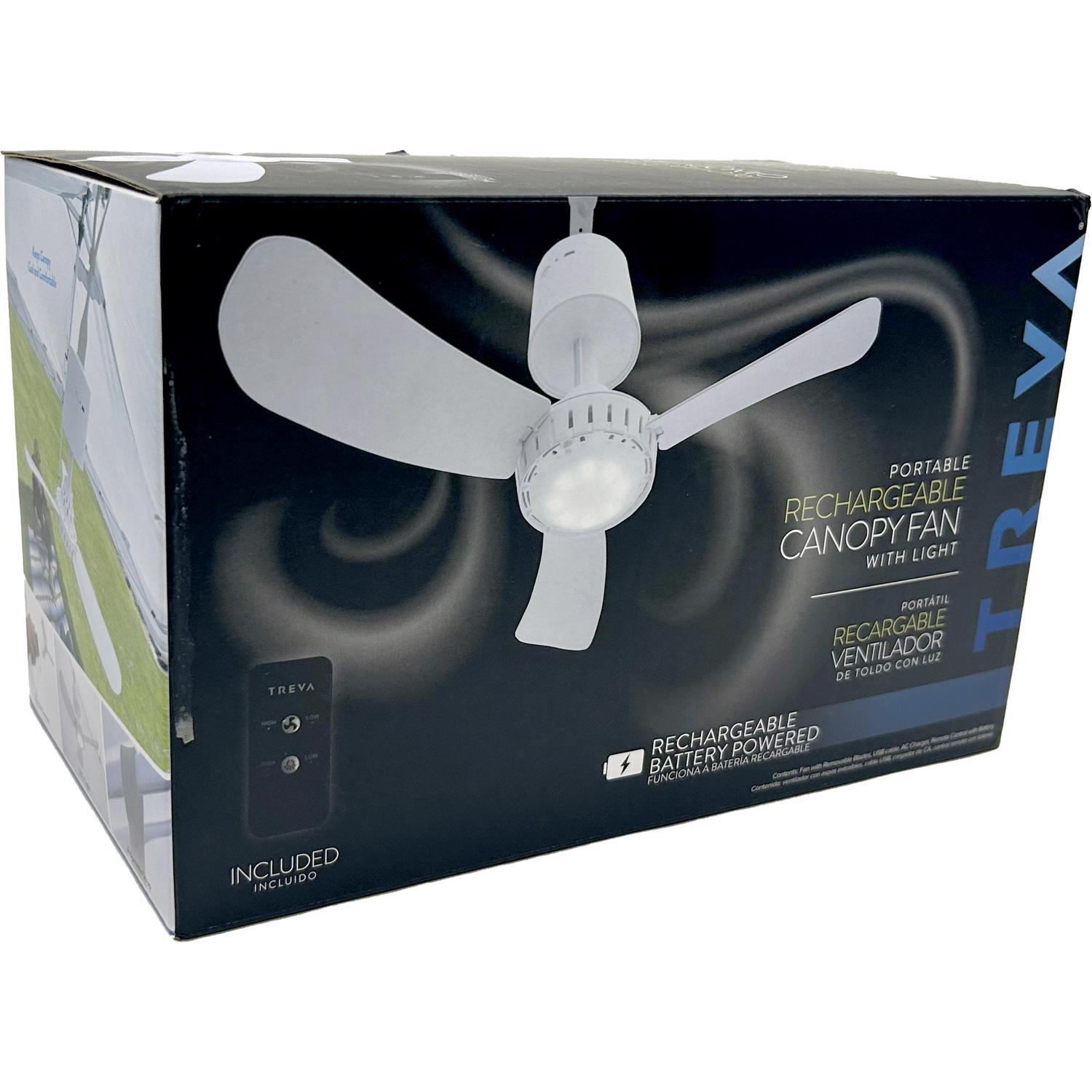 Treva 15 in. H X 15 in. D 2 speed Rechargeable Canopy Fan with Light Remote Control Uae Electronic uaeelectronic.com