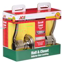 Ace Scroll Antique Brass Passage Lockset 1-3/4 in.