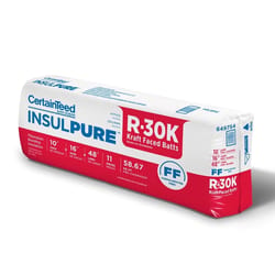 Certainteed 16 in. W X 48 in. L X 10 in. R-30 Kraft Faced Fiberglass Insulation Batt 58.67 sq ft