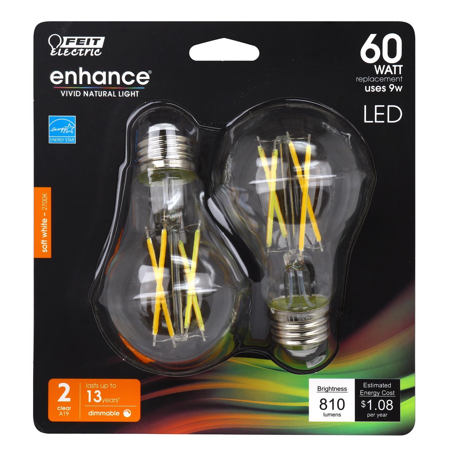 A1960CL927CAFL2 Feit Electric Enhance A19 E26 (Medium) Filament LE sku A1960CL927CAFL2