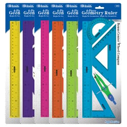 Bazic Products 14.72 in. L X 0.59 in. W Plastic Geometry Ruler Set Metric and SAE