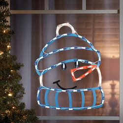 IG Design Blue/White Snowman Head Silhouette Indoor Christmas Decor 19 in.